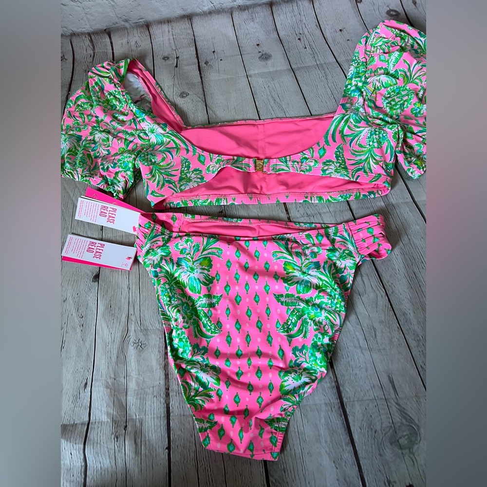 Lilly Pulitzer Puff Sleeve / high waist  Bikini 2 pc Set - Picture 3 of 12